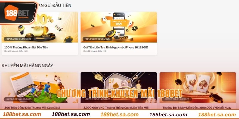 Khuyến Mãi 188BET - Tham Gia Chơi Vui Nhận Ưu Đãi Lớn 1 Chương trình khuyến mãi 188BET